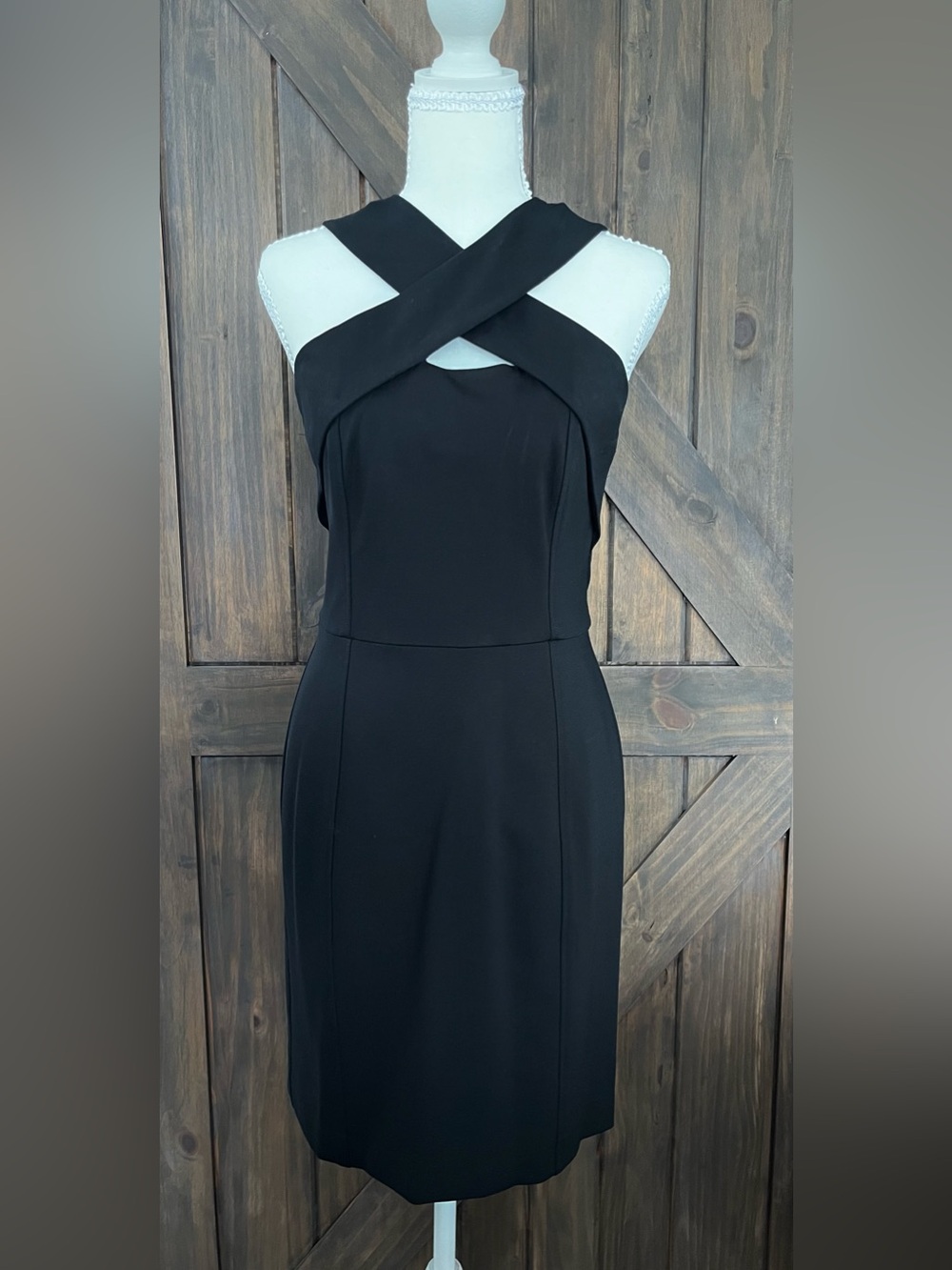 🖤 Cynthia Steffe Black Cross Halter Cocktail Dress 🖤